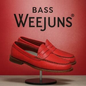 Bass Weejuns Classic Red Slip-on Leather Loafers 6
